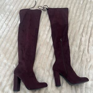 New! Chic Burgundy Over-the-Knee Boots